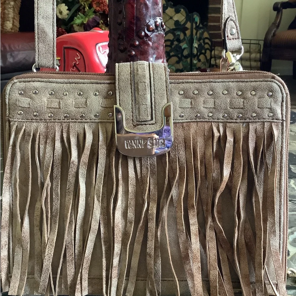 Penny sue rare universal micro suede fringe iPad crossbody shoulder bag case